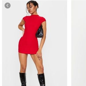 PLT red body con dress